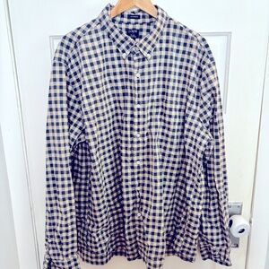Jcrew navy and light blue gingham button up shirt flex washed